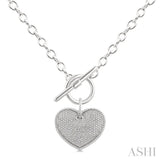 1/10 Ctw Heart Toggle Single Cut Diamond Fashion Necklace in Sterling Silver