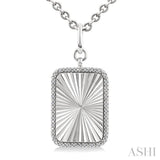 1/10 Ctw Rectangle Fluted Medallion Single Cut Diamond Pendant With Chain in Sterling Silver
