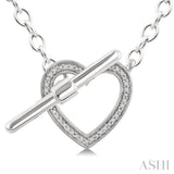 1/10 Ctw Heart Toggle Single Cut Diamond Fashion Necklace in Sterling Silver