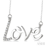 1/50 Ctw Single Cut Diamond Love Pendant with Chain in Sterling Silver