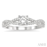 3/8 ctw Diamond Engagement Ring with 1/4 ct Round Cut Center Stone in 14K White Gold