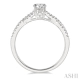 3/8 ctw Diamond Engagement Ring with 1/4 ct Round Cut Center Stone in 14K White Gold