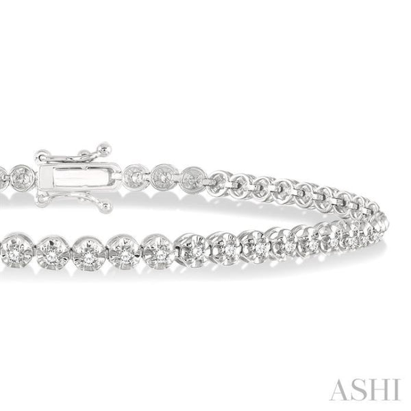 1 ctw Round Cut Diamond Illusion Tennis Bracelet in 10K