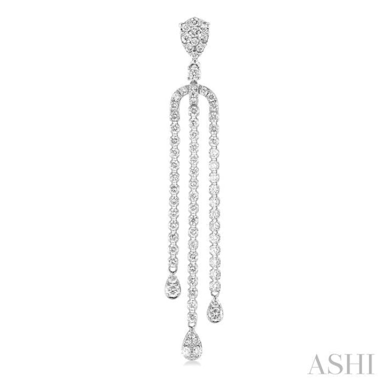 2 Ctw Lovebright Pear Shape Round Cut Diamond Dangle Earrings in 14K White Gold