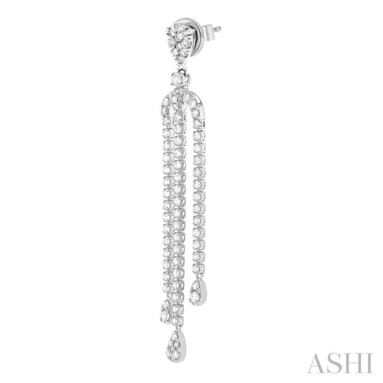 2 Ctw Lovebright Pear Shape Round Cut Diamond Dangle Earrings in 14K White Gold