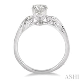 3/8 Ctw Diamond Engagement Ring with 1/3 Ct Round Cut Center Stone in 14K White Gold