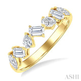 3/4 Ctw Mixed Shape Diamond Cut Fashion Band in 14K Yellow Gold