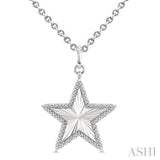 1/10 Ctw Star Fluted Medallion Single Cut Diamond Pendant With Chain in Sterling Silver