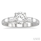 1/3 Ctw Circular Head Baguette and Round Cut Diamond Semi-Mount Engagement Ring in 14K White Gold