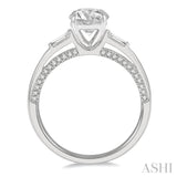 1/3 Ctw Circular Head Baguette and Round Cut Diamond Semi-Mount Engagement Ring in 14K White Gold