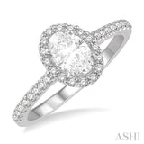 1/4 ctw Oval Shape Semi-Mount Diamond Engagement Ring in 14K White Gold