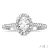 1/4 ctw Oval Shape Semi-Mount Diamond Engagement Ring in 14K White Gold