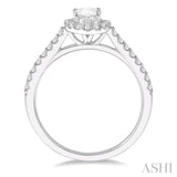 1/4 ctw Oval Shape Semi-Mount Diamond Engagement Ring in 14K White Gold
