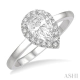 1/10 ctw Round Cut Diamond Halo Semi Mount Engagement Ring in 14K White Gold