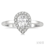 1/10 ctw Round Cut Diamond Halo Semi Mount Engagement Ring in 14K White Gold