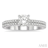 1/3 Ctw Round Cut Diamond Semi Mount Engagement Ring in 14K White Gold