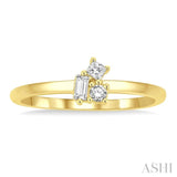 1/6 Ctw Petite Tri-Stone Scatter Princess, Baguette & Round Cut Diamond Fashion Ring in 10K Yellow Gold