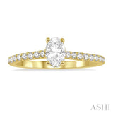 1/5 Ctw Oval Shape Round Cut Diamond Semi Mount Engagement Ring in 14K Yellow Gold