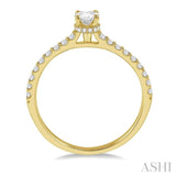 1/5 Ctw Oval Shape Round Cut Diamond Semi Mount Engagement Ring in 14K Yellow Gold
