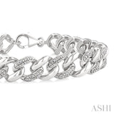 1/6 Ctw Round Cut Diamond Curb & Cuban Bracelet in Sterling Silver