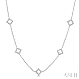 1/6 Ctw Square Cutouts Round Cut Diamond Station Necklace in 10K White Gold