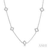 1/6 Ctw Square Cutouts Round Cut Diamond Station Necklace in 10K White Gold