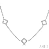 1/6 Ctw Square Cutouts Round Cut Diamond Station Necklace in 10K White Gold