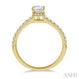 1/5 ctw Princess Shape Round Cut Diamond Semi Mount Engagement Ring in 14K Yellow Gold