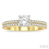 1 ctw Diamond Engagement Ring With 3/4 ct Round Cut Center Stone in 14K Yellow and White Gold