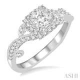 3/4 ctw Diamond Engagement Ring with 3/8 ct Princess Cut Center Stone in 14K White Gold