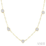 3/4 Ctw Lovebright Mixed Shape Mount Round Cut Diamond Station Necklace in 14K Yellow and White Gold