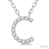 1/20 Ctw Initial 'C' Round Cut Diamond Pendant With Chain in 10K White Gold