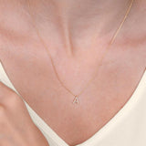1/20 Ctw Initial 'S' Round Cut Diamond Pendant With Chain in 14K White Gold