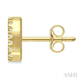 1/10 Ctw Initial 'D' Round Cut Diamond Earrings in 10K Yellow Gold