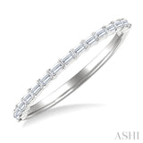 1/4 Ctw Straight Row Baguette Cut Diamond Stackable Fashion Band in 14K White Gold