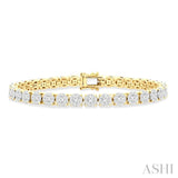 5 Ctw Round Cut Diamond Lovebright Tennis Bracelet in 14K Yellow and White Gold