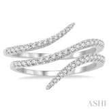 1/3 Ctw Double Spiral Open-End Round Cut Diamond Fashion Ring in 14K White Gold