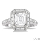 1 Ctw Fusion Emerald Cut, Baguette & Round Cut Diamond Ring in 14K White Gold