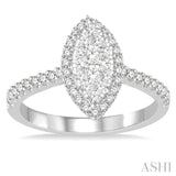 5/8 Ctw Marquise Shape Diamond Lovebright Ring in 14K White Gold