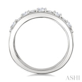 1 Ctw 5-Stone Oval and Round Cut Diamond Wide Fashion Band in 14K White Gold