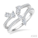 3/4 Ctw Mixed Diamond Cut Fashion Open Ring in 14K White Gold