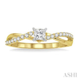 1/2 Ctw Diamond Engagement Ring with 1/4 Ct Princess Cut Center Stone in 14K Yellow and White Gold