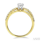 1/2 Ctw Diamond Engagement Ring with 1/4 Ct Princess Cut Center Stone in 14K Yellow and White Gold