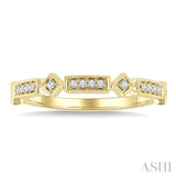 1/10 Ctw Bar & Kite Shaped Mount Link Round Cut Diamond Stackable Fashion Band in 10K Yellow Gold
