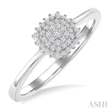 1/6 Ctw Petite Cushion Shape Round Cut Diamond Cluster Fashion Ring in 10K White Gold