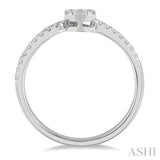 1/4 Ctw Open-End Circular Mount Lovebright Round Cut Diamond Ladies Ring in 14K White Gold