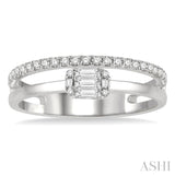 1/4 Ctw Twin Band Baguette and Round Cut Diamond Fusion Fashion Ring in 14K White Gold