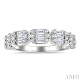 3/4 Ctw Elongated Cushion Mount Link Fusion Baguette and Round Cut Diamond Fashion Band in 14K White Gold