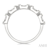 3/4 Ctw Elongated Cushion Mount Link Fusion Baguette and Round Cut Diamond Fashion Band in 14K White Gold