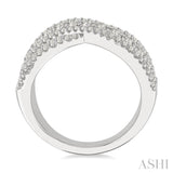 1 Ctw Round Cut Diamond Criss Cross Bold Fashion Band in 14K White Gold